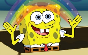Create meme: sponge Bob square pants, spongebob rainbow imagination, imagination spongebob