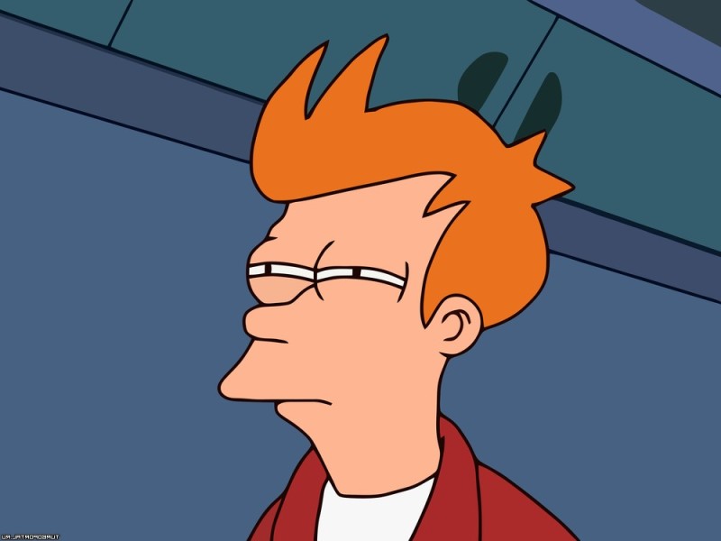 Create meme: futurama fry is suspicious, fry from futurama , futurama bald fry