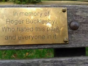 Create meme: hate, a plaque on the bench, a commemorative plaque in the Park