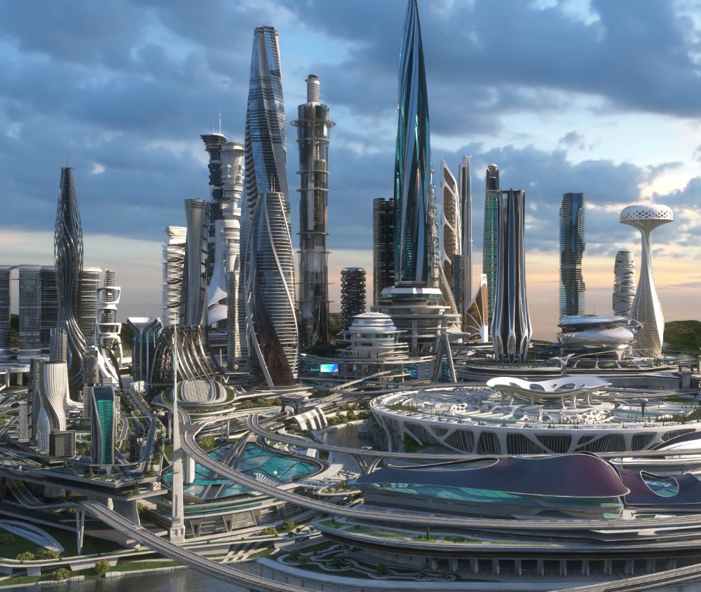 Создать мем: проект город будущего, будущий город, футуристическая башня даниэль видриг будущее здание