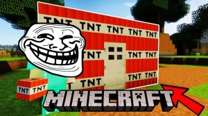 Создать мем: майнкрафт дом из tnt, троллинг школьника майнкрафт, тролль minecraft моб