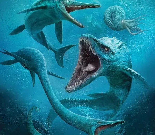 Создать мем: морские динозавры элмозавр, морские динозавры юрского периода, dominant species: marine
