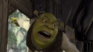 Create meme: cartoon Shrek, Shrek yells, Shrek 2001
