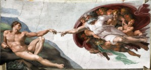 Создать мем: фреска микеланджело сотворение адама, Сотворение Адама, картина создание адама