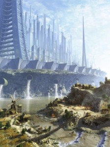 Создать мем: futuristic, фэнтези город, art city