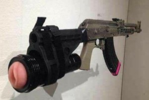Создать мем: новое оружие, пистолет в вагине, gun