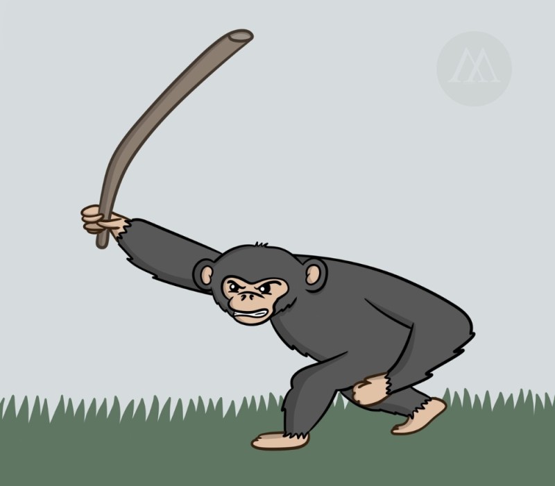 Создать мем: рисунок обезьяны, обезьяна на ветке рисунок, обезьяна с дубиной