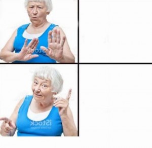 Create meme: grandma, meme about my grandmother and computer, meme grandma