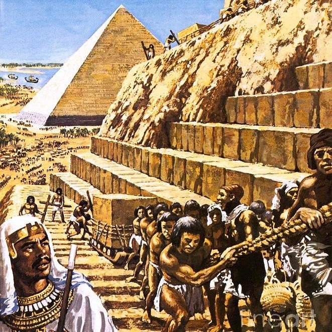 Create meme: the construction of pyramids in ancient Egypt, slaves build a pyramid, slavery ancient egypt