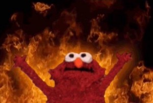 Create meme: sesame street Elmo in the fire