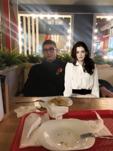 Create meme: Anna Buzova with her husband, Girl, restaurant