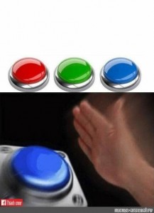 Create meme: meme of blue button, red button meme, meme with three buttons