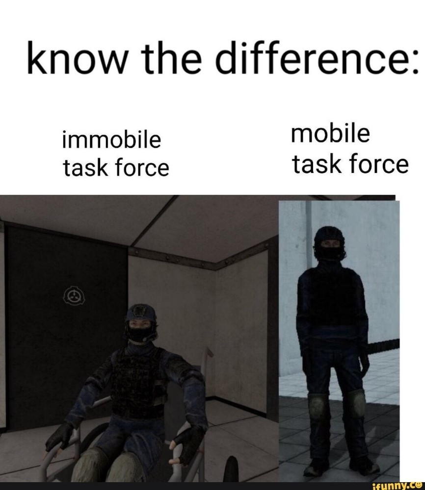 Create meme: text , mobile task force, game scp
