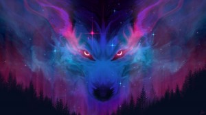 Create meme: wolf art, wolf purple, blue wolf