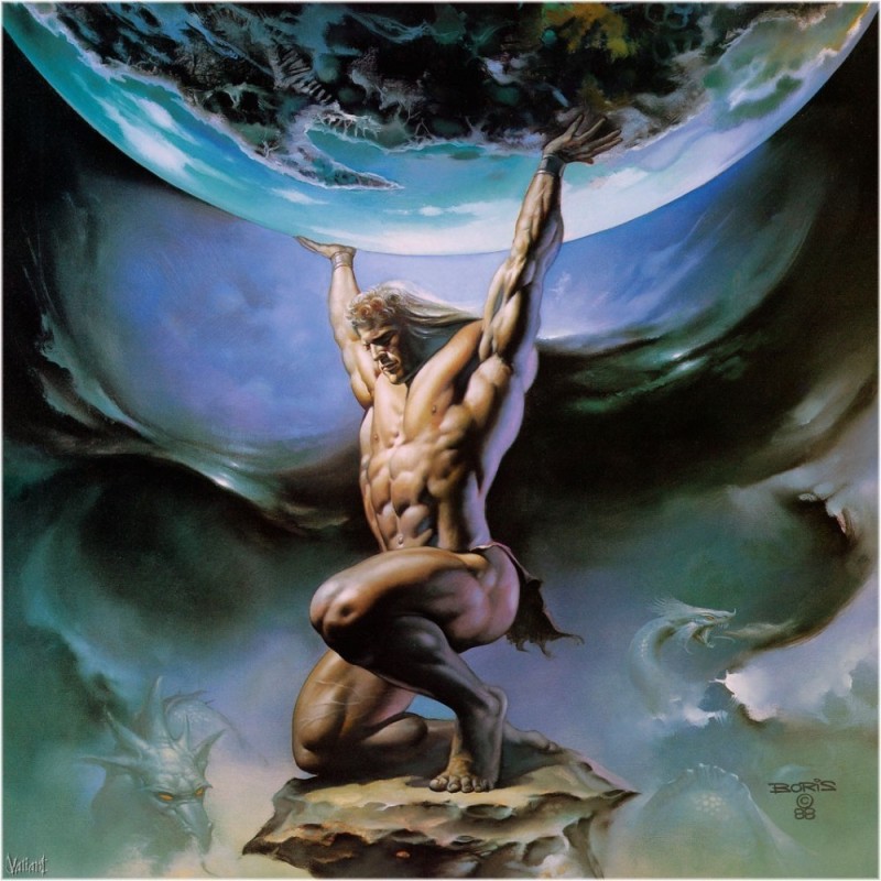 Create meme: The Atlantean god (titan), Boris Vallejo, Atlas holds the sky