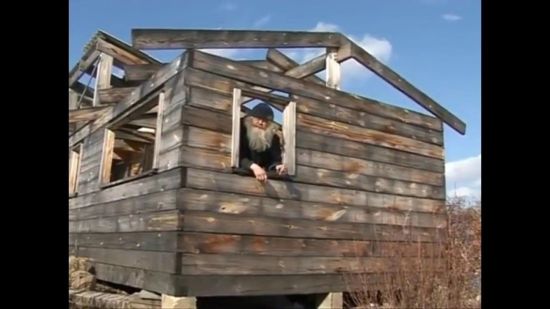 Create meme: the grandfather of the hermit , grandfather hermit nikolai tarasov, the house on the mountain