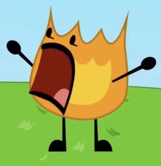 Создать мем: bfb firey в гнев, bfdi, bfdi firey scream