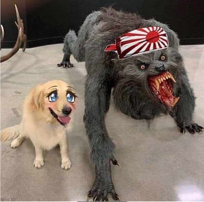 Create meme: the dog is a werewolf, angry dog meme, the dog and the werewolf meme