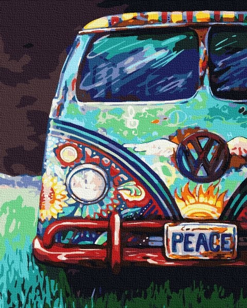 Create meme: hippie van painting, hippie-style drawings, hippie bus art