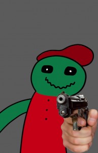 Create meme: anime, holding a gun, gun