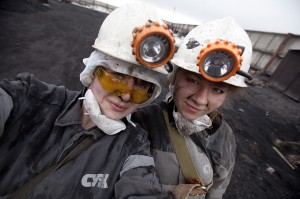 Create meme: women's work, the face of the welder, a woman miner