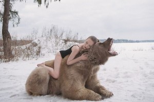 Create meme: the girl in the arms of a bear, bear girl, Olga barantseva