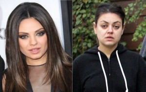 Create meme: Mila kunis before and after, Mila kunis no makeup, Mila kunis haircut