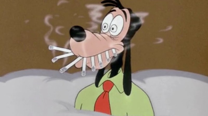Создать мем: гуффи мультик курит, собака гуффи, курящий гуфи