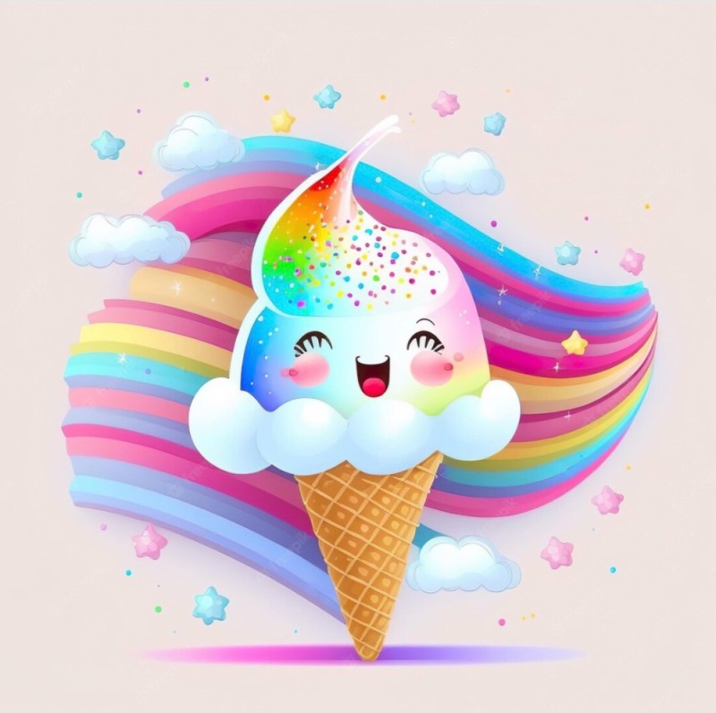Создать мем: мороженое радуга, единорог с мороженым, единорог мороженое