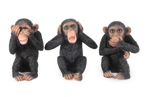 Create meme: figurines of the three monkeys with no background, three monkeys figurines, statuette of three monkeys