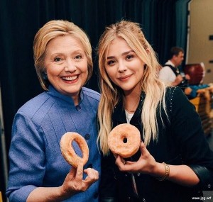 Create meme: hillary clinton and bagel, Chloe grace Moretz and Hillary Clinton, photo of donuts, Hillary Clinton doughnut