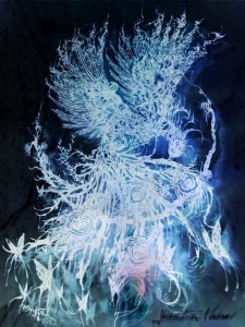 Create meme: totem Phoenix art, phoenix rise, frost patterns on glass
