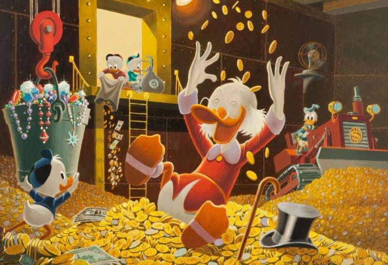 Create meme: Scrooge McDuck money, Scrooge McDuck in gold, scrooge mcduck painting