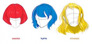 Create meme: hairstyles anime, hair anime, the hair is drawn in SAI