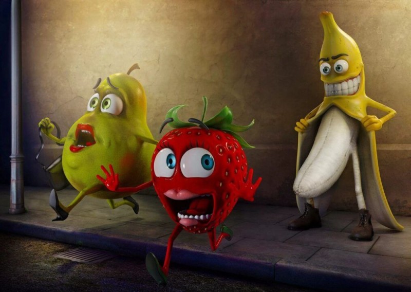 Создать мем: живые фрукты, прикольные бананы, банан монстр