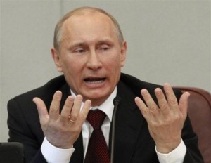 Создать мем: Putin with his hands
