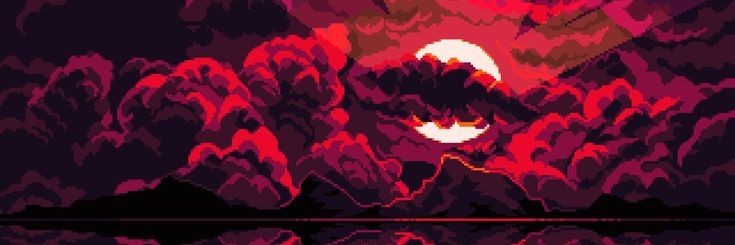 Create meme: pixel sunset, pixel art landscape, pixel background