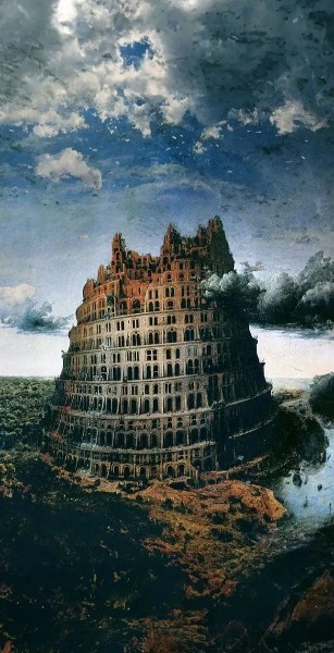 Create meme: peter brueghel the tower of babel, hieronymus bosch the tower of Babel, Brueghel the elder the tower of Babel