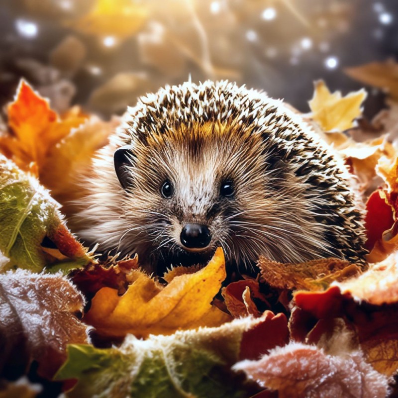 Create meme: hedgehogs, hedgehog in the autumn, autumn hedgehog