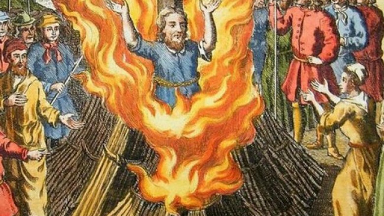 Создать мем: сожжение на костре в средние века, святая инквизиция костер, сожжение ведьм