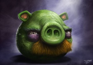 Create meme: the trick, green pig, angry birds