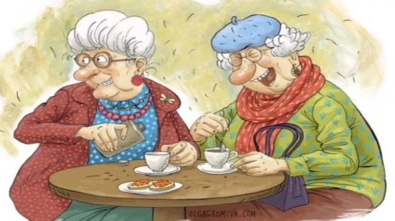 Create meme: old girlfriends, two old girlfriends, cheerful grandmother