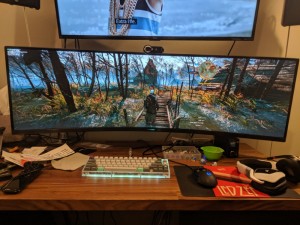 Create meme: laptop with 2 monitors, table for three monitors, gaming desk