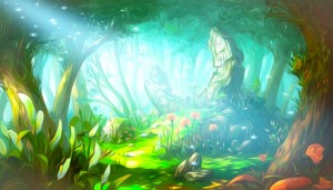Создать мем: магический лес арт, волшебный лес рисунок, фон лес мультяшный красивый