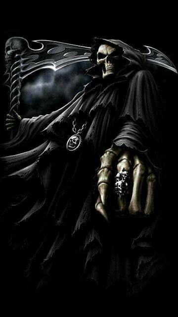 Create meme: death with a scythe art, dark arts, Angel of darkness with a skull