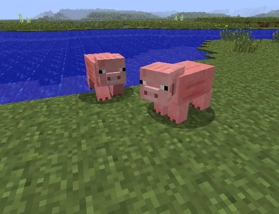 Create meme: pig of blocks in minecraft, pig from minecraft, pig in minecraft