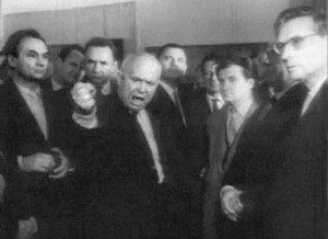 Create meme: exhibition at the Manege., we'll show you gruel, n s Khrushchev