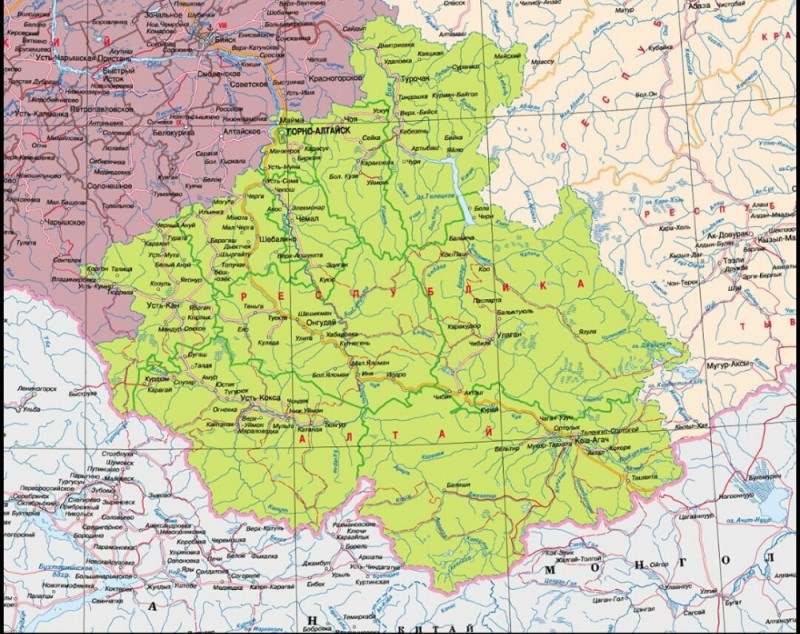 Создать мем: карта горного алтая, республика алтай и алтайский край, административная карта алтая