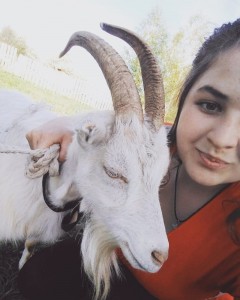 Create meme: goat, goat, girl