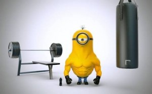Create meme: minions and gym, minions fitness, minion muscle